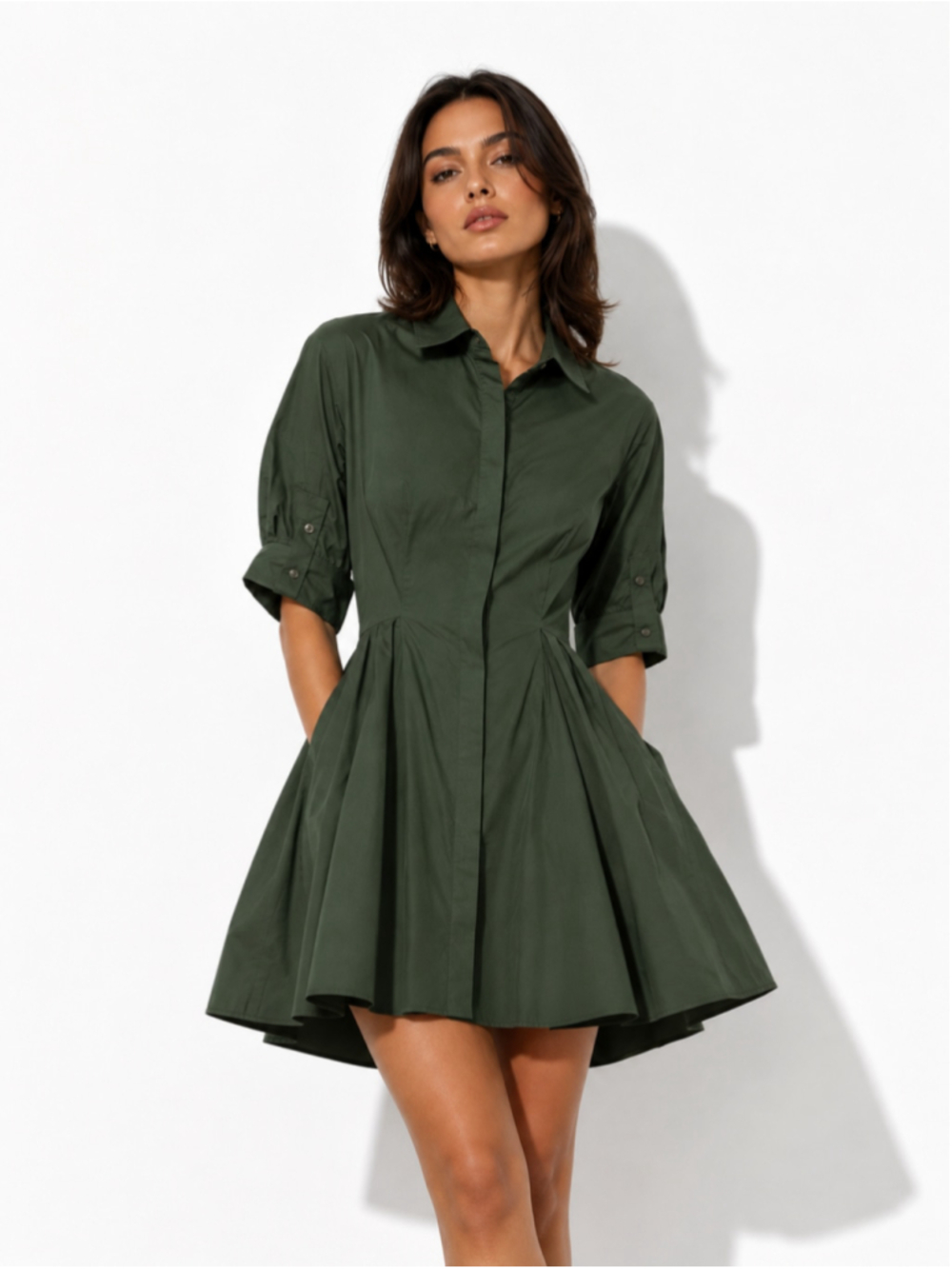 SIMKHAI Jazzie Mini Dress Woman's Size 0 in Cypress Contemporary Fit Flare Dress